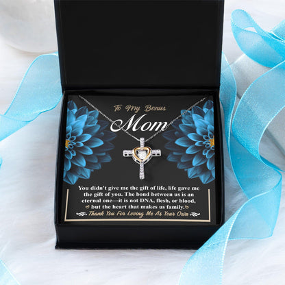 Bonus Mom Cross Pendant Necklace Thank You For Loving Me As Your Own - Mallard Moon Gift Shop