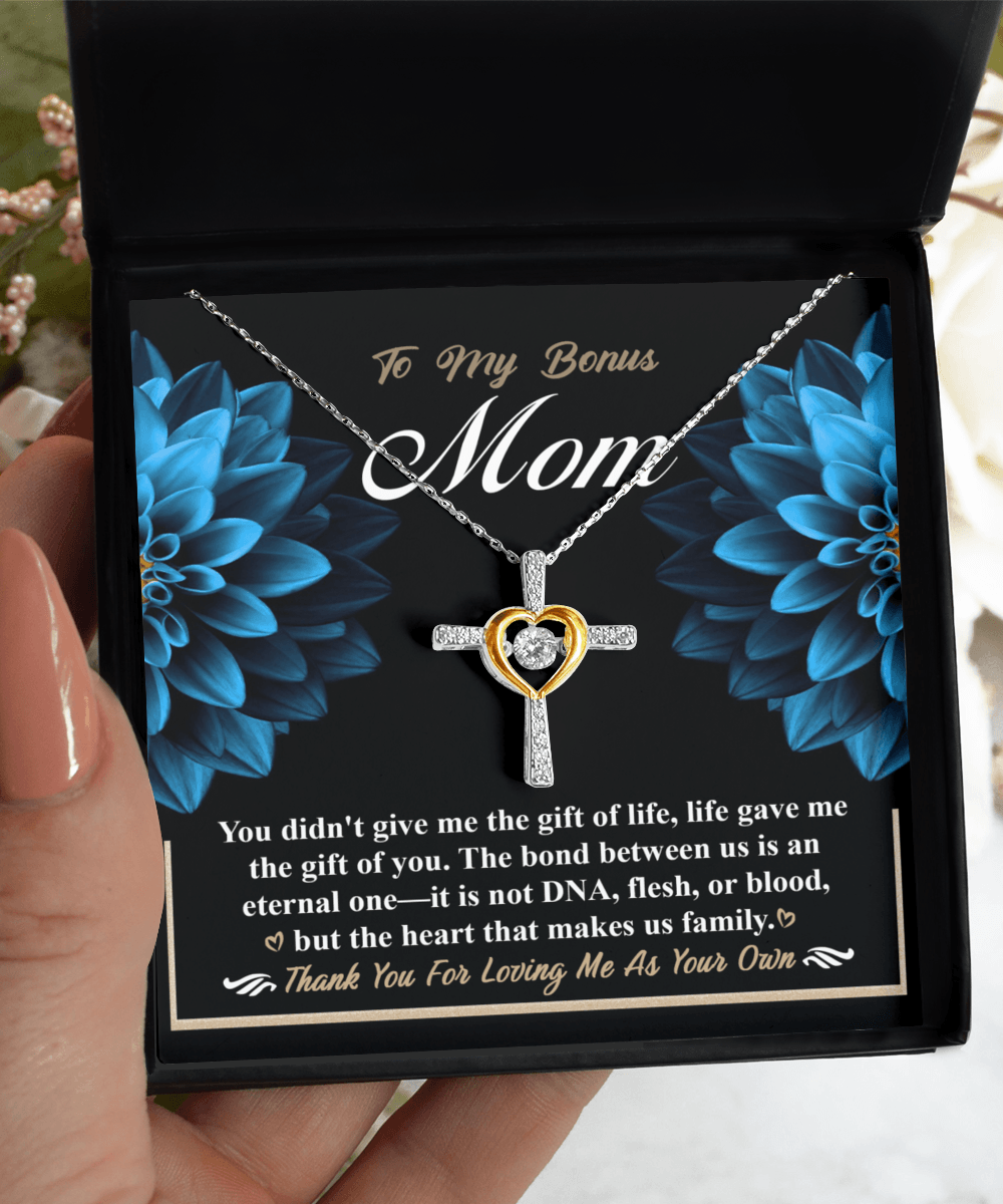 Bonus Mom Cross Pendant Necklace Thank You For Loving Me As Your Own - Mallard Moon Gift Shop