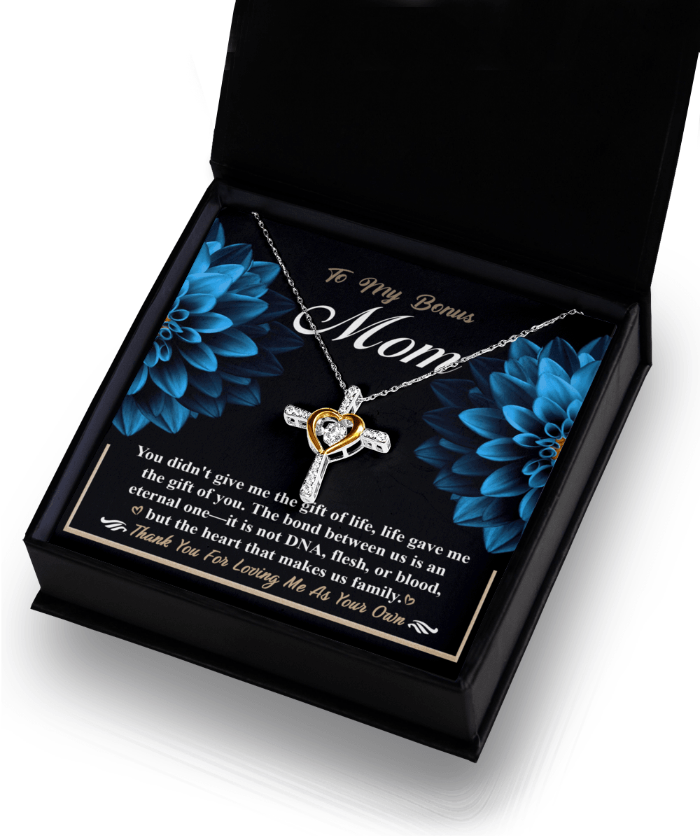 Bonus Mom Cross Pendant Necklace Thank You For Loving Me As Your Own - Mallard Moon Gift Shop