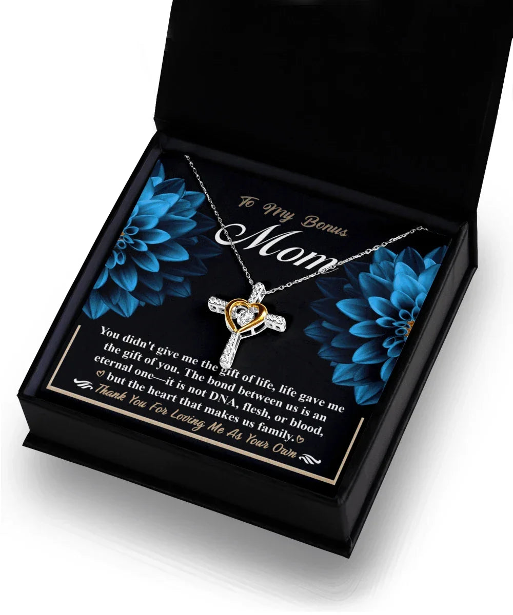 Bonus Mom Cross Pendant Necklace Thank You For Loving Me As Your Own