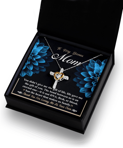 Bonus Mom Cross Pendant Necklace Thank You For Loving Me As Your Own - Mallard Moon Gift Shop