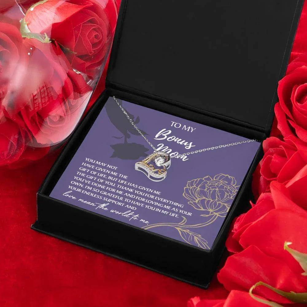 Bonus Mom Gift Thank You for Everything Heart Pendant Necklace
