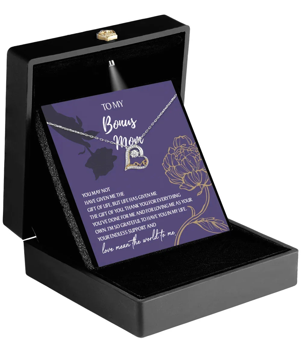 Bonus Mom Gift Thank You for Everything Heart Pendant Necklace
