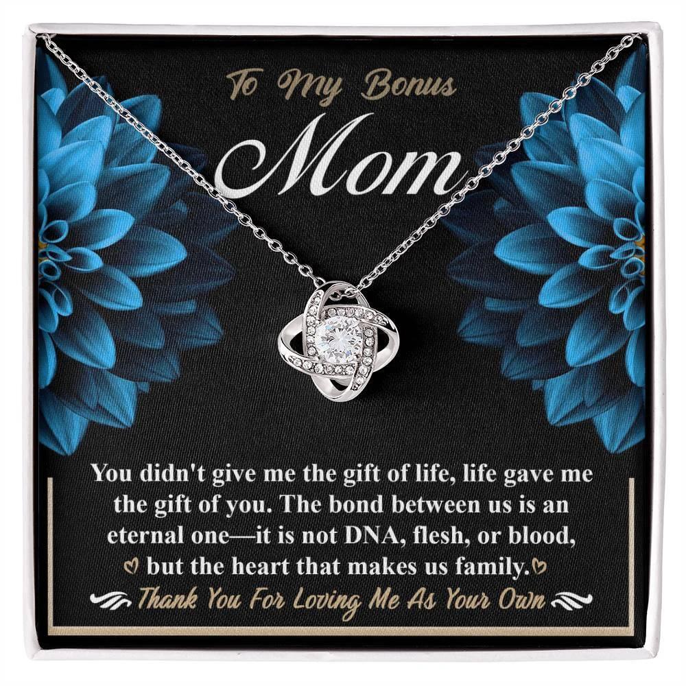 Bonus Mom Love Knot Pendant Necklace Thank You for Loving Me as Your Own