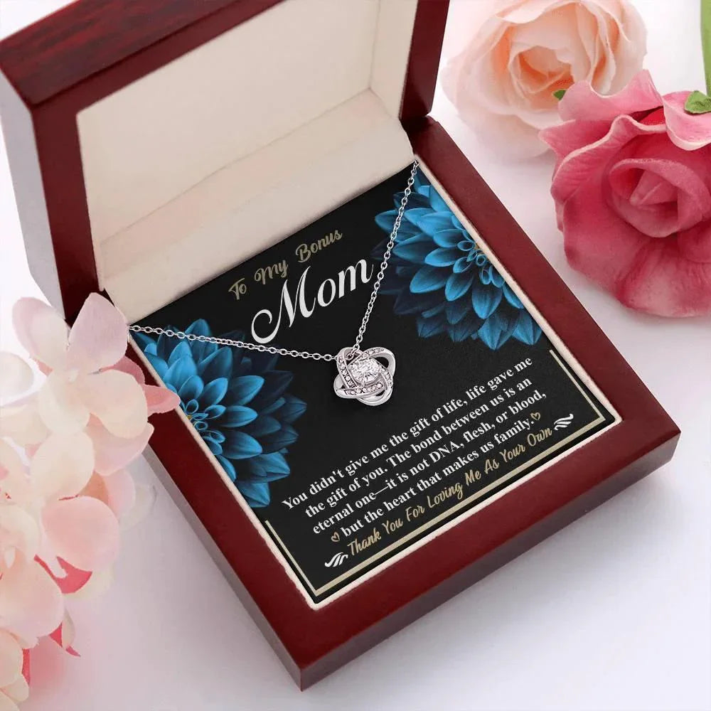 Bonus Mom Love Knot Pendant Necklace Thank You for Loving Me as Your Own
