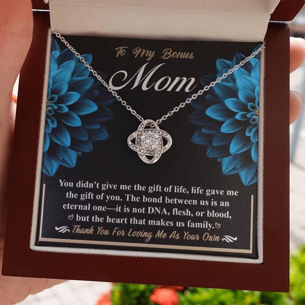 Bonus Mom Love Knot Pendant Necklace Thank You for Loving Me as Your Own