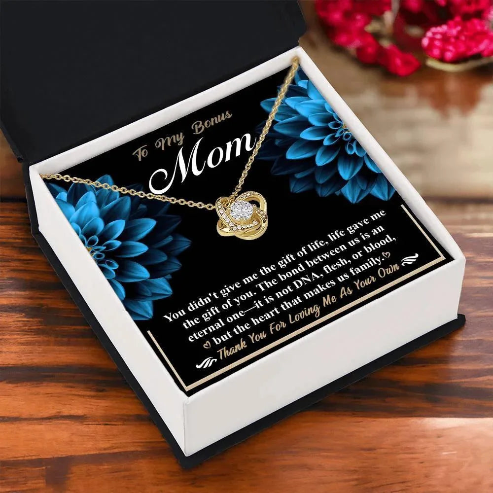 Bonus Mom Love Knot Pendant Necklace Thank You for Loving Me as Your Own