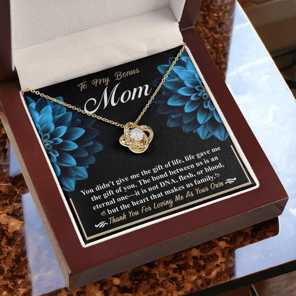 Bonus Mom Love Knot Pendant Necklace Thank You for Loving Me as Your Own