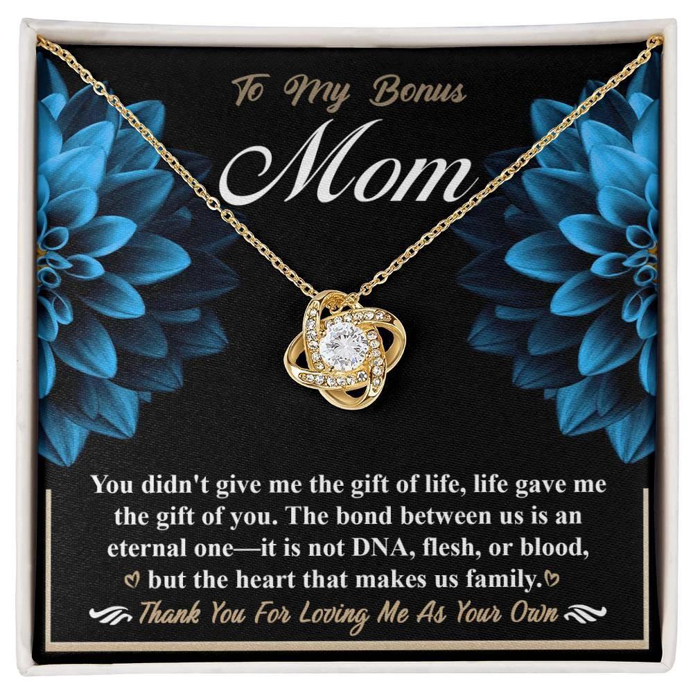 Bonus Mom Love Knot Pendant Necklace Thank You for Loving Me as Your Own