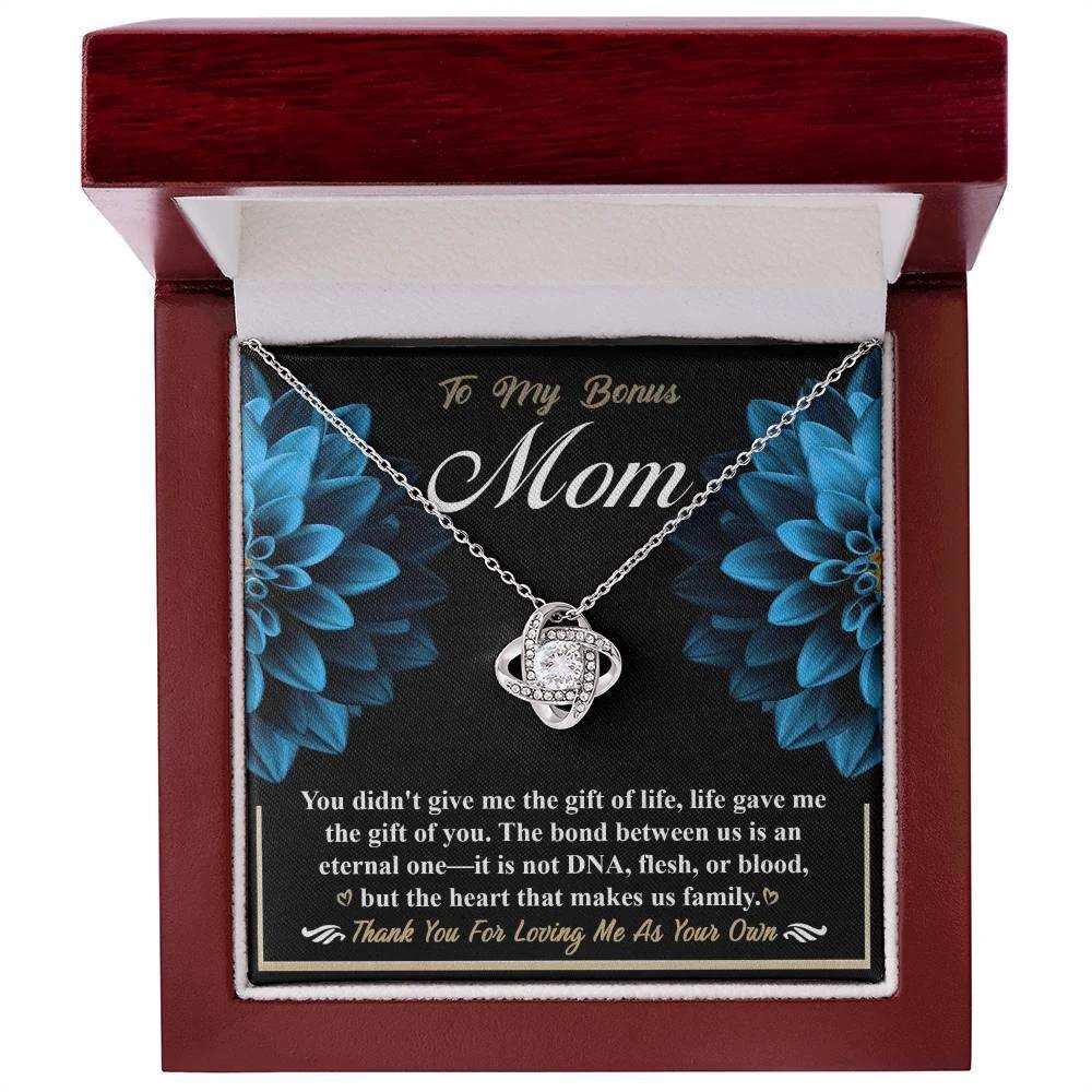 Bonus Mom Love Knot Pendant Necklace Thank You for Loving Me as Your Own