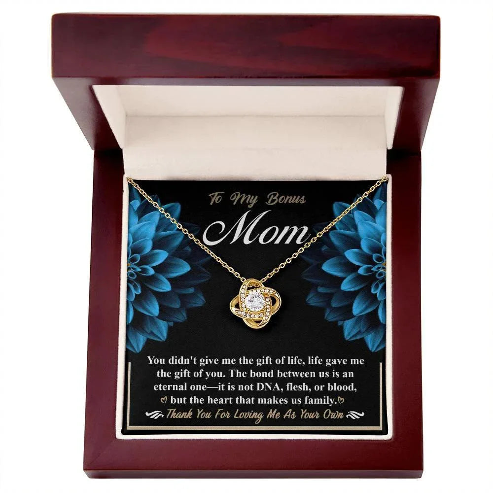 Bonus Mom Love Knot Pendant Necklace Thank You for Loving Me as Your Own