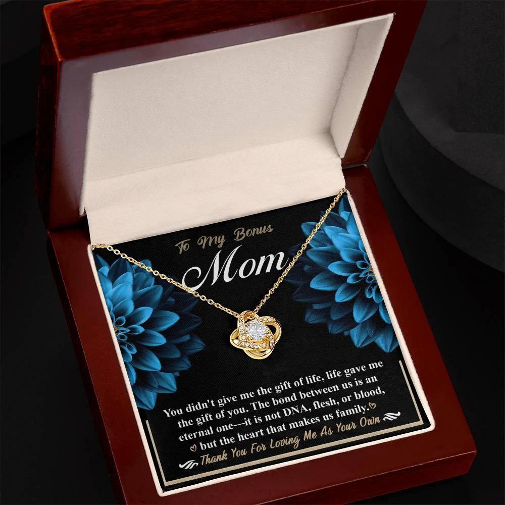 Bonus Mom Love Knot Pendant Necklace Thank You for Loving Me as Your Own