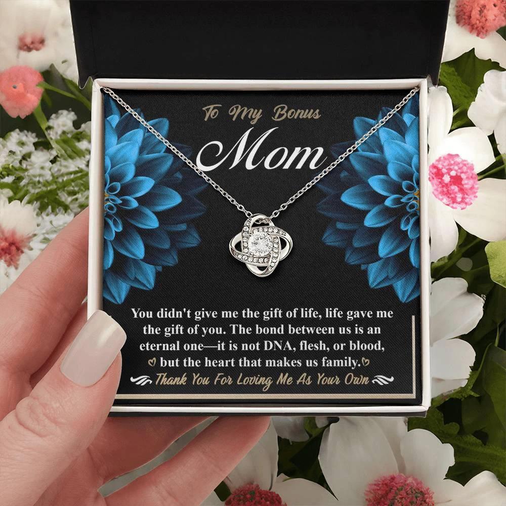 Bonus Mom Love Knot Pendant Necklace Thank You for Loving Me as Your Own