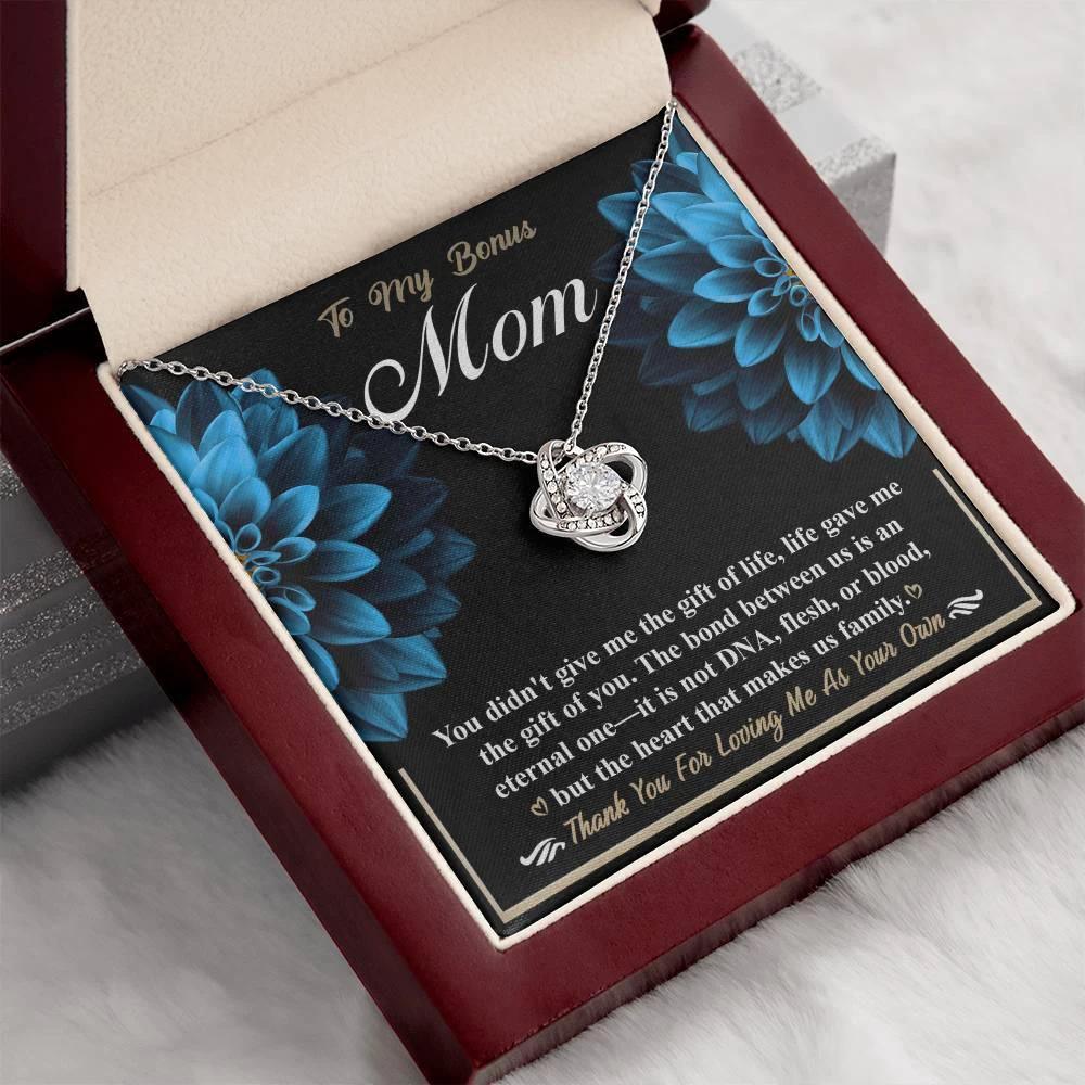 Bonus Mom Love Knot Pendant Necklace Thank You for Loving Me as Your Own