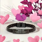 Bonus Son Long Distance Relationship No matter the miles that separate us, Our Bond Remains Unbreakable Braided Leather Bracelet Birthday Graduation Christmas Unique Gifts