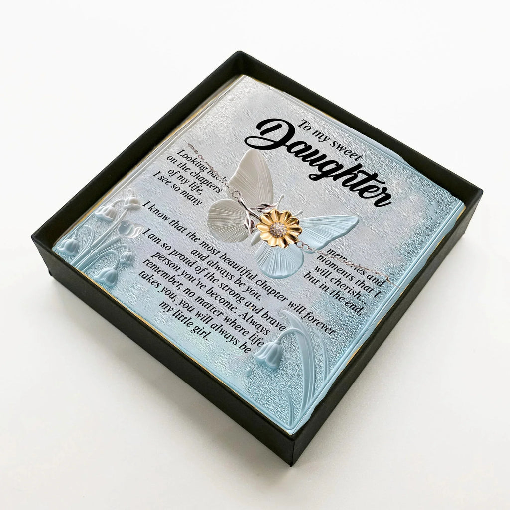 To My Sweet Daughter - You Will Always Be My Little Girl - Gift for Teen & Adult Daughters - Sunflower Bracelet – Sterling Silver with 18K Gold-Plated Petals