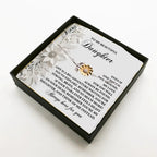Daughter Sunflower Bracelet Sterling Silver with 18K Gold-Plated Petals – Sentimental Birthday Graduation Christmas Jewelry Gift from Parent – Life is a Big Adventure - Heartfelt Message Card