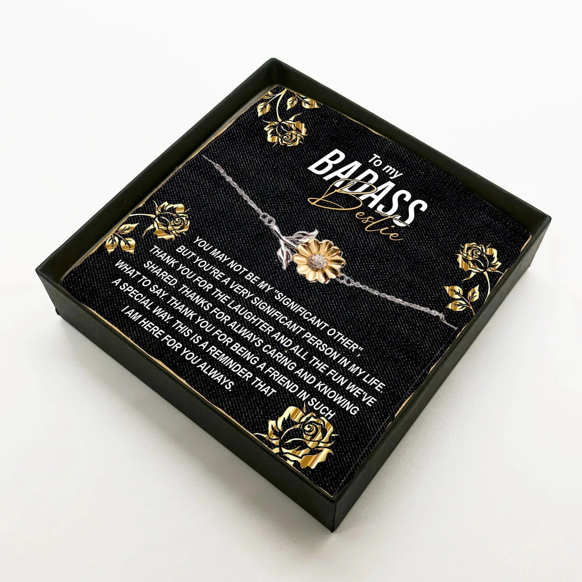 To My Badass Bestie Thank You For the Laughter and Fun Sunflower Bracelet