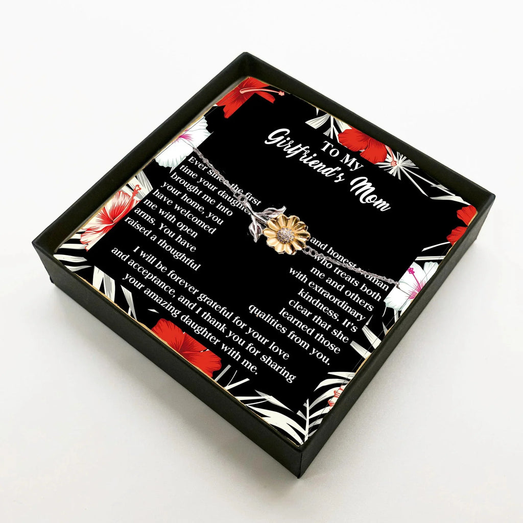 Gift for Girlfriend's Mom Thank You For Raising an Amazing Daughter Sunflower Bracelet