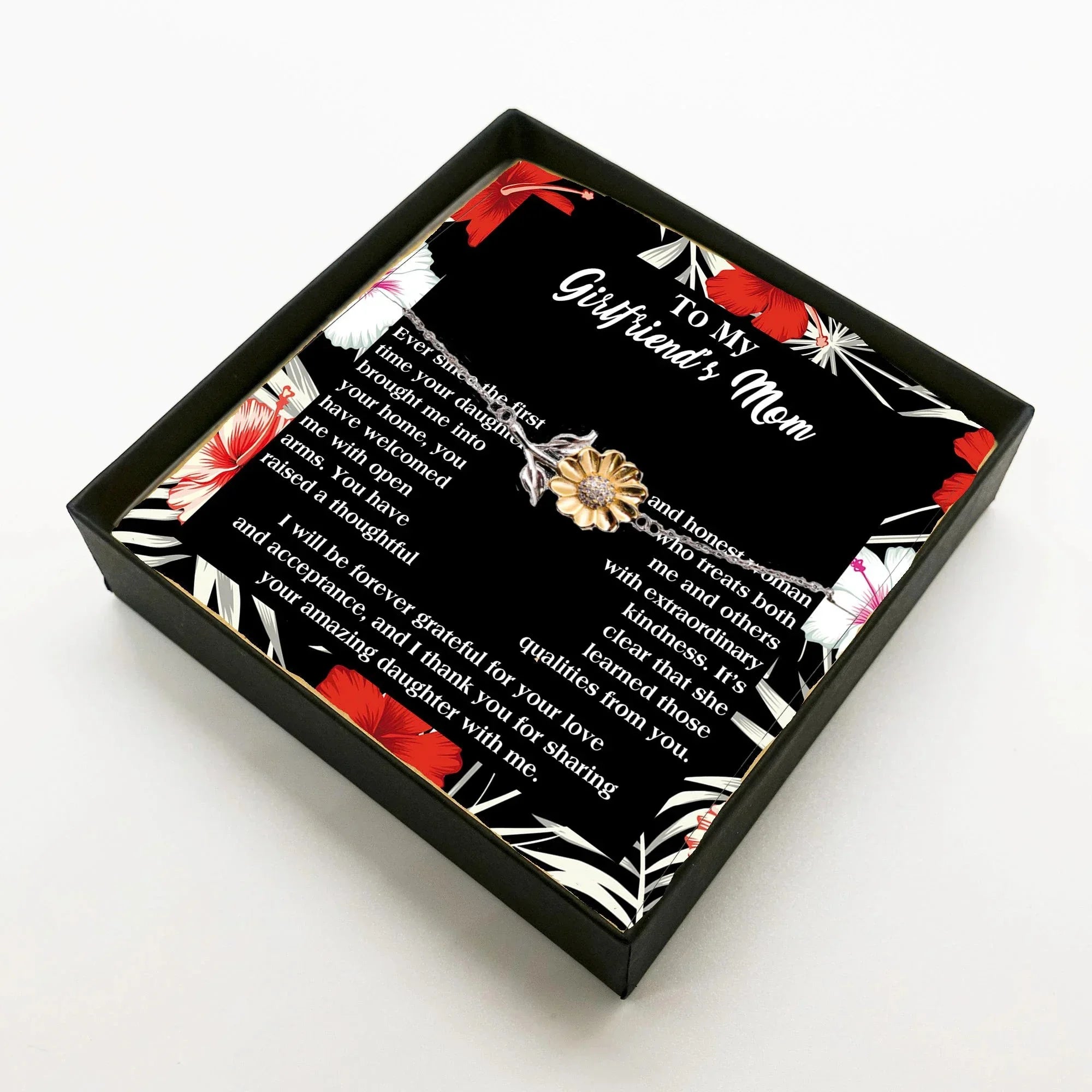 Gift for Girlfriend's Mom Thank You For Raising an Amazing Daughter Sunflower Bracelet