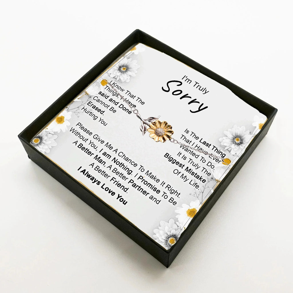 Apology Gift for Girlfriend, Wife, Soulmate - I’m Truly Sorry - Sunflower Bracelet