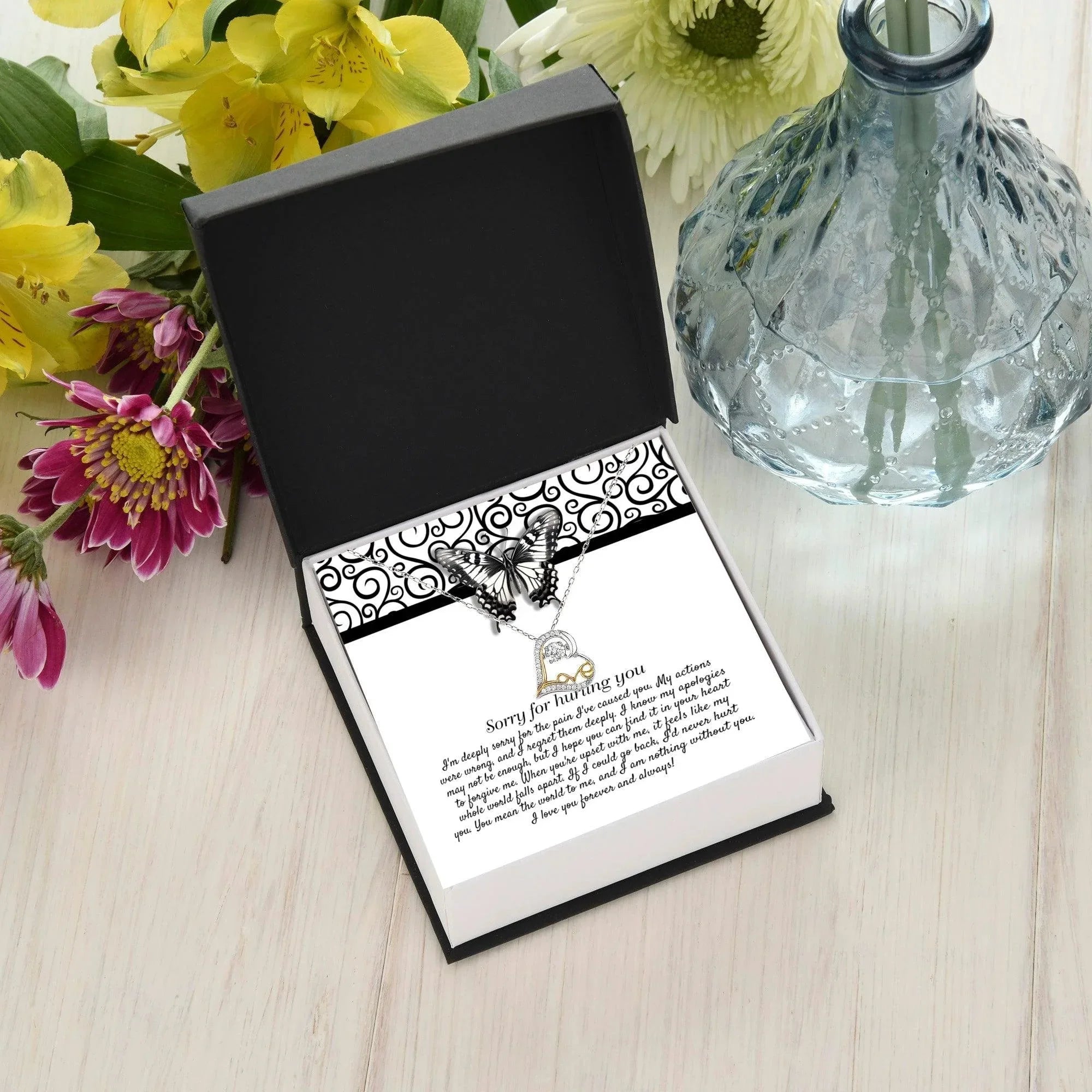 Apology Gift - Sorry for Hurting You - I am Nothing Without You - Love Dancing Heart Pendant Necklace