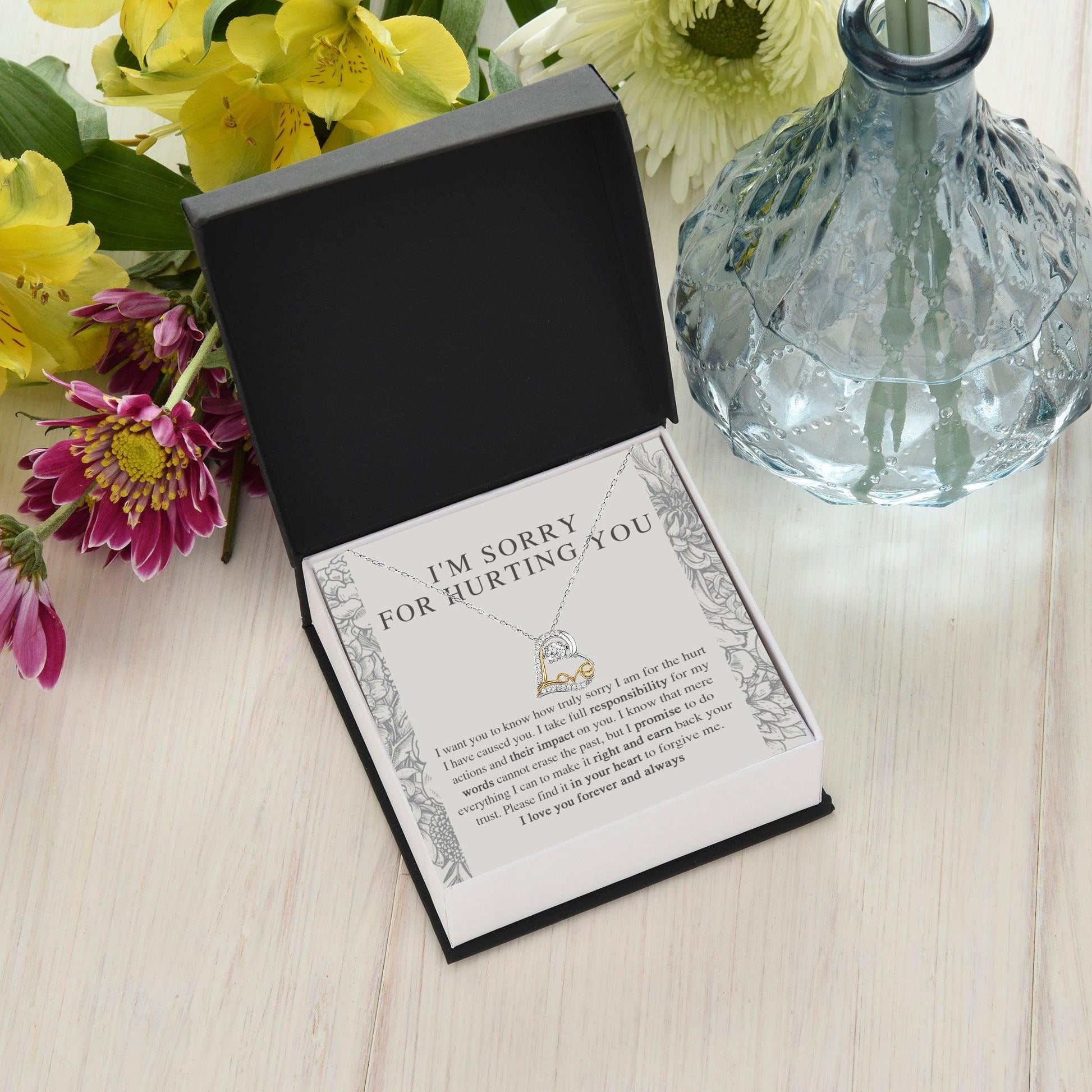 Apology Gift - I'm Sorry, I Promise to Do Everything - Love Dancing Heart Pendant Necklace - Mallard Moon Gift Shop