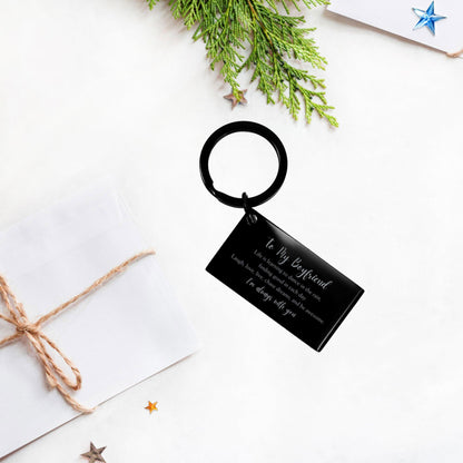 Boyfriend Engraved Keychain, Motivational Birthday Valentine Gifts Life is Learning to Dance in the Rain - Mallard Moon Gift Shop