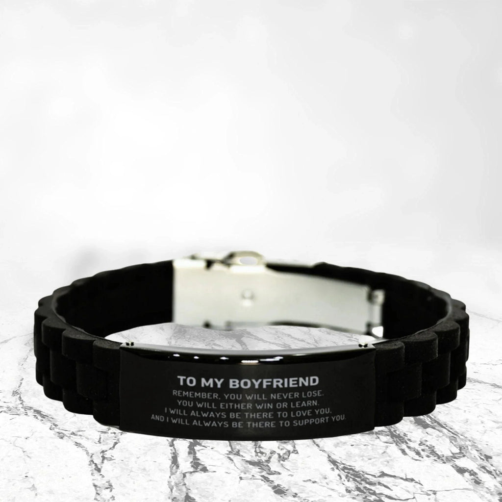 Boyfriend Gifts, Remember, you will never lose. You will either WIN or LEARN, Keepsake Black Glidelock Clasp Bracelet Birthday Christmas Gifts Ideas