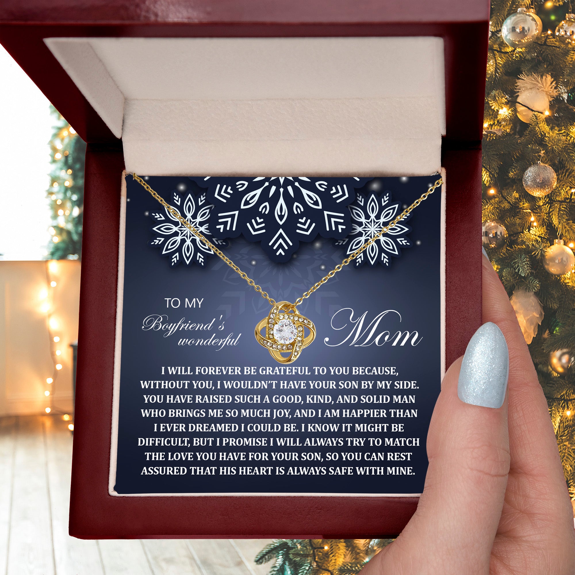 Gift for Boyfriend's Mom - By My Side - Love Knot Pendant Necklace - Mallard Moon Gift Shop