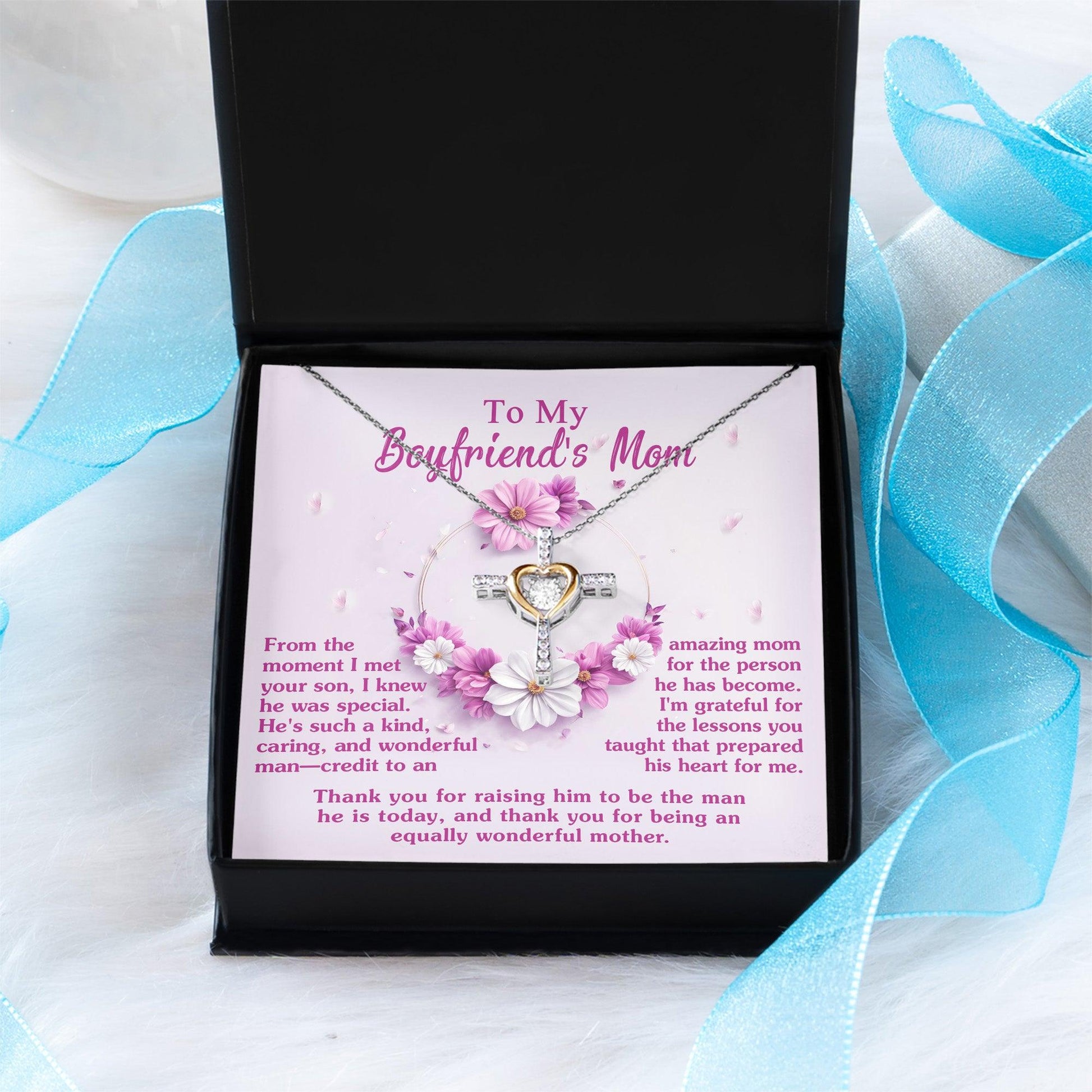 Boyfriend Mother Gift Thank You for Raising a Wonderful Man Cross Pendant Necklace - Mallard Moon Gift Shop
