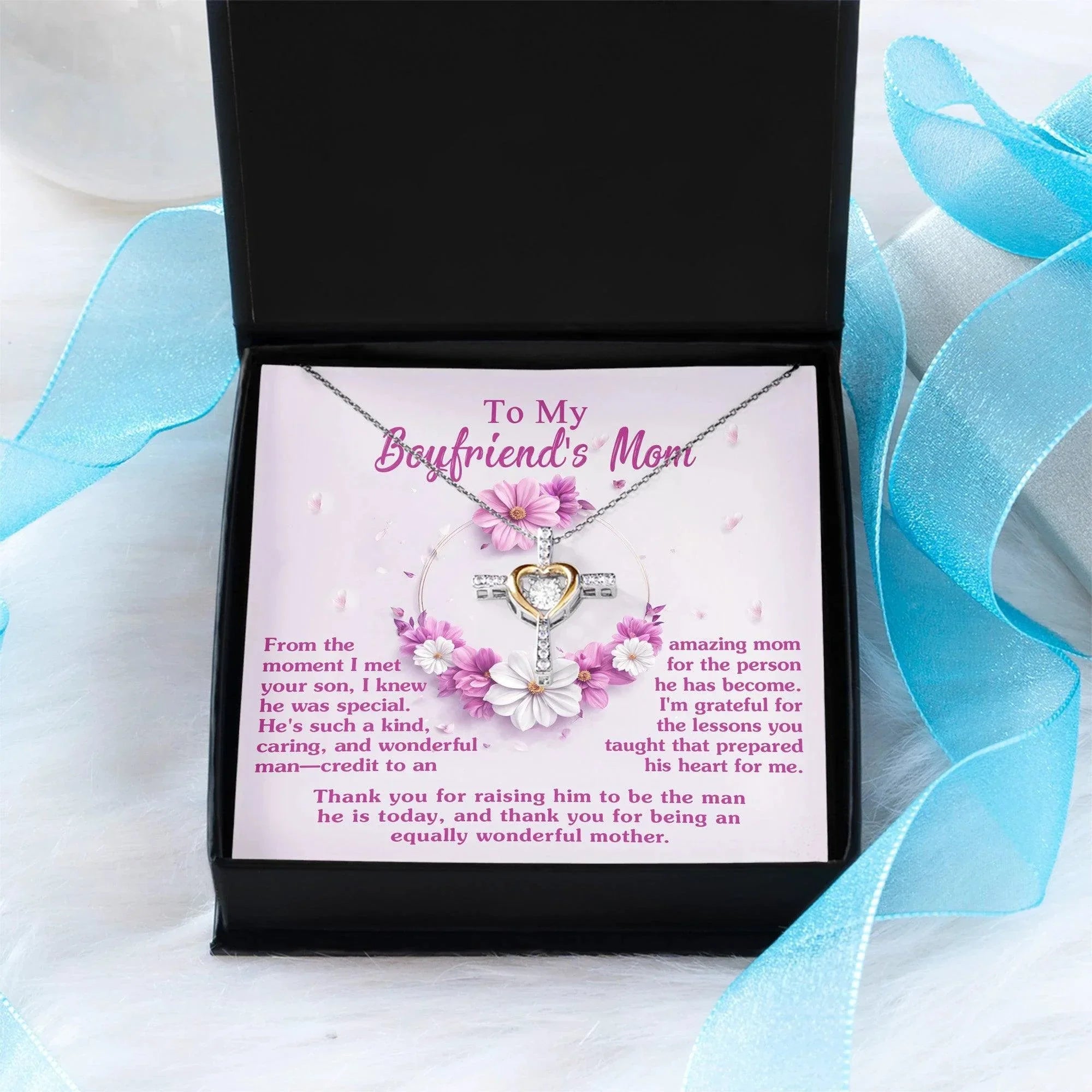 Boyfriend Mother Gift Thank You for Raising a Wonderful Man Cross Pendant Necklace