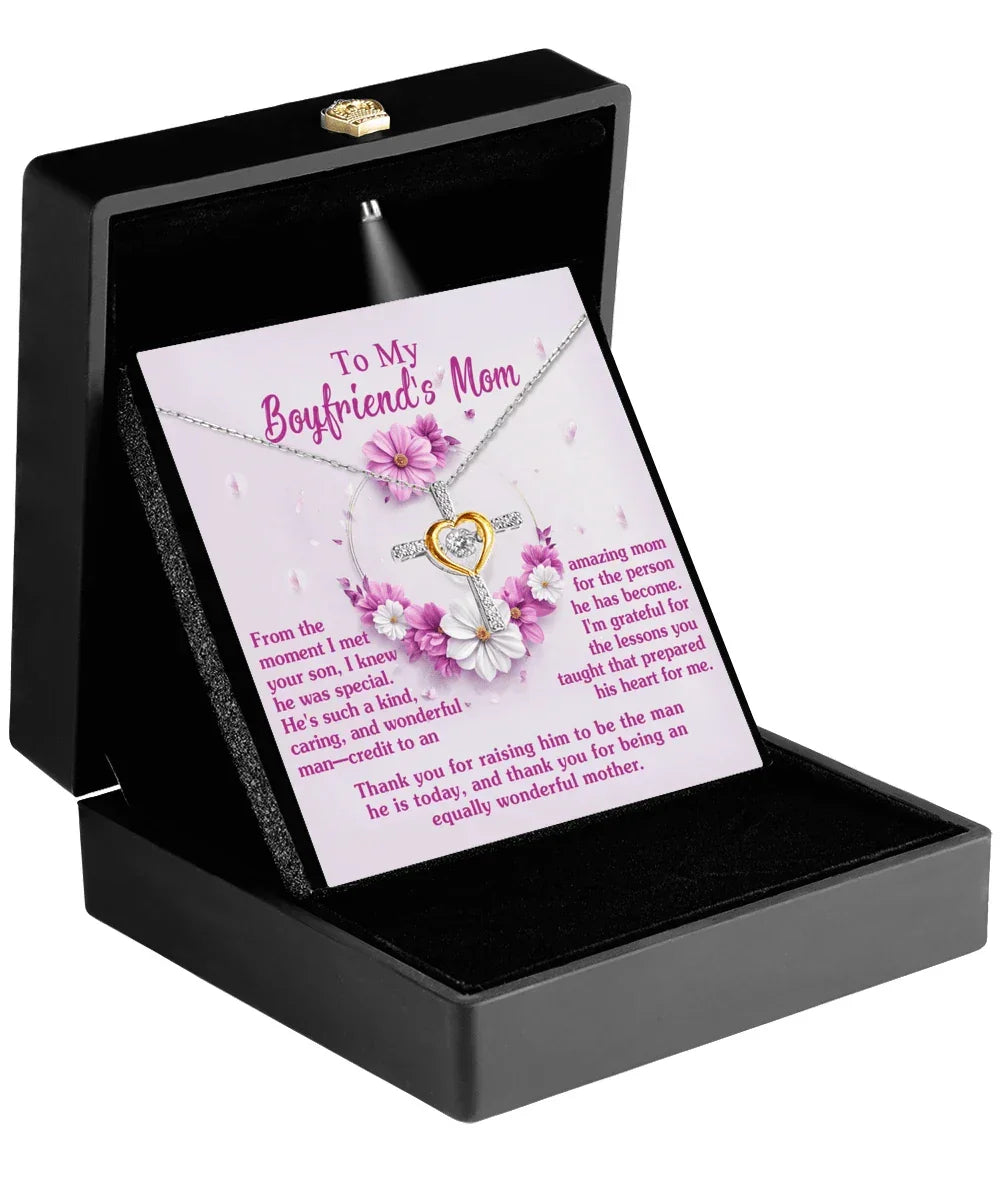Boyfriend Mother Gift Thank You for Raising a Wonderful Man Cross Pendant Necklace