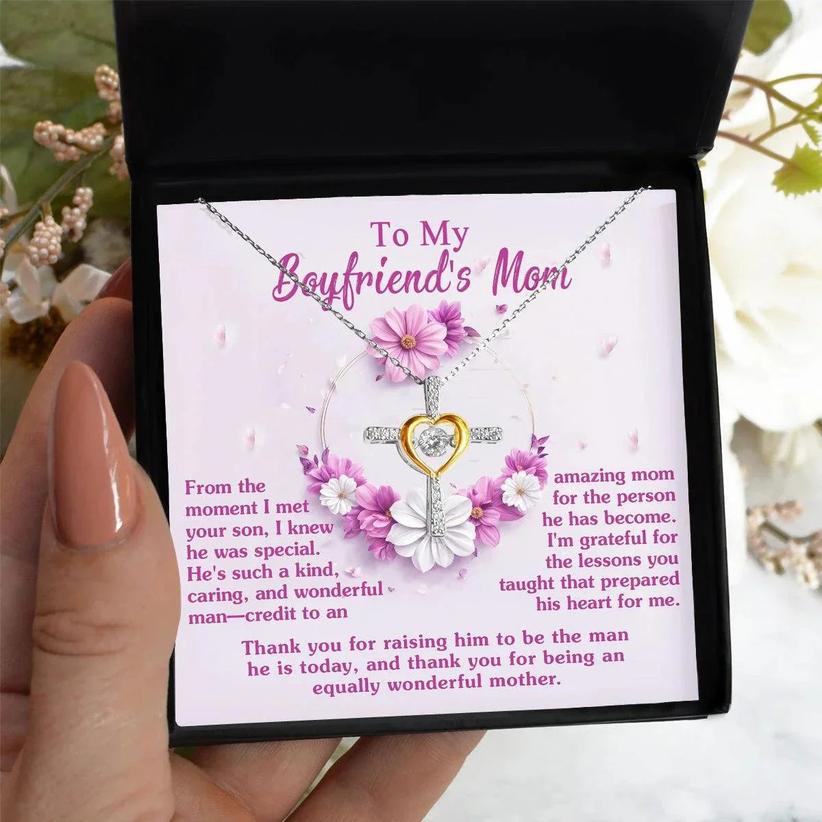 Boyfriend Mother Gift Thank You for Raising a Wonderful Man Cross Pendant Necklace
