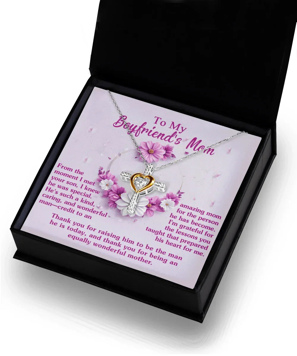 Boyfriend Mother Gift Thank You for Raising a Wonderful Man Cross Pendant Necklace