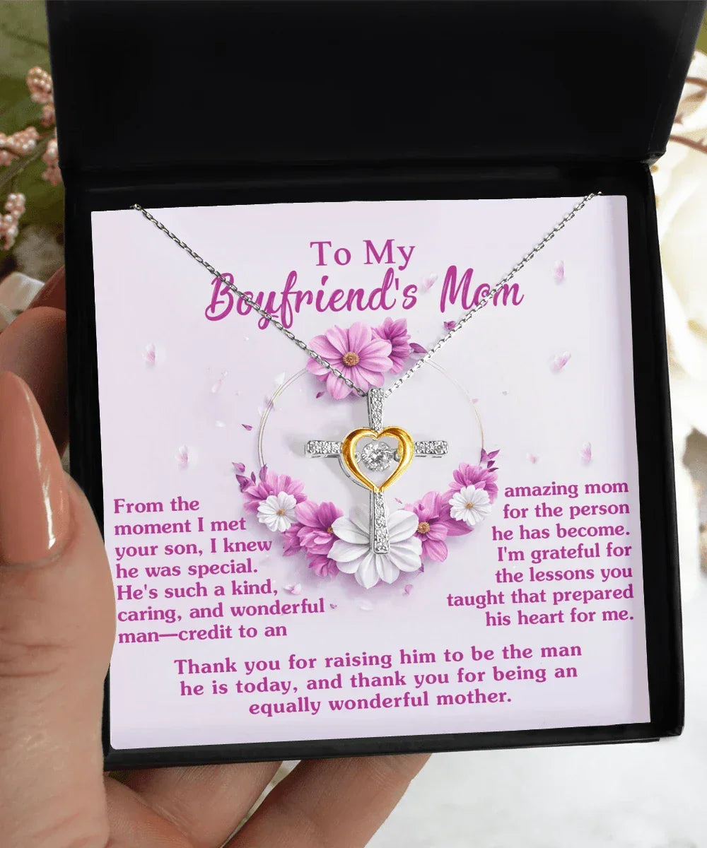 Boyfriend Mother Gift Thank You for Raising a Wonderful Man Cross Pendant Necklace