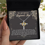 Boyfriend's Mom Gift Cross Pendant Necklace with Heartfelt Message Card