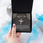 Boyfriend's Mom Gift Cross Pendant Necklace with Heartfelt Message Card