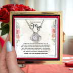 To My Boyfriend's Mom - Thank You For Sharing Your Son - Love Knot Necklace with Rose Gift Box