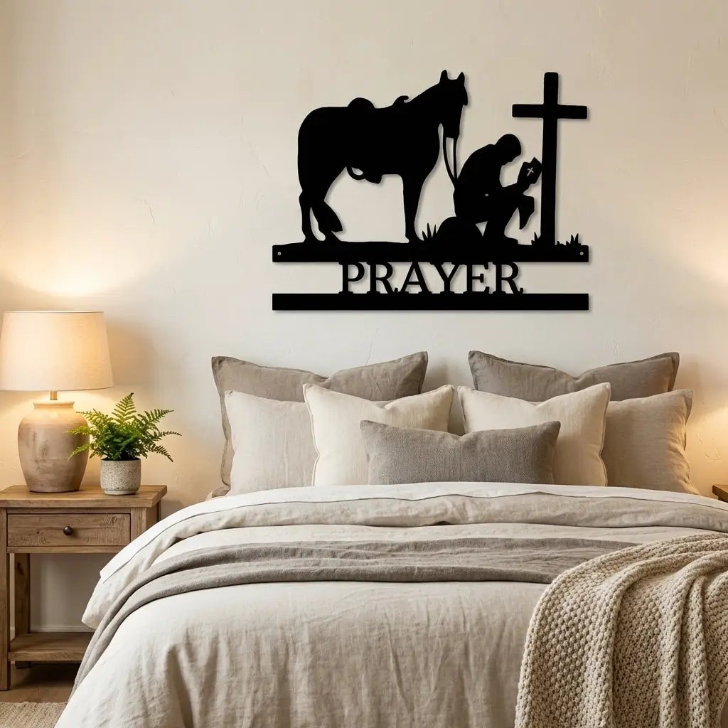 Kneeling Cowboy Monogram - Steel Sign