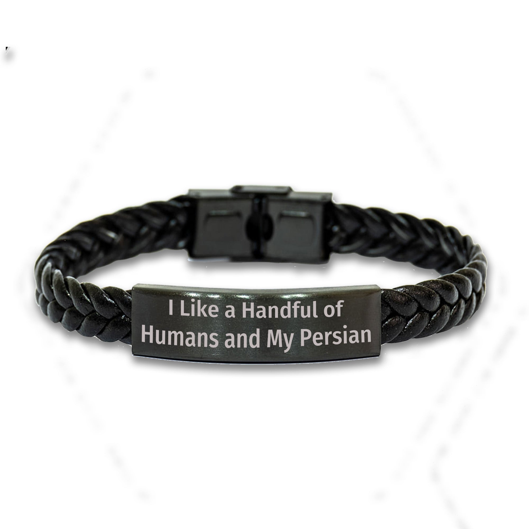 Persian Cat Lovers Handcrafted Interlaced Leather Bracelet, I Like A Handful Of Humans And My Persian