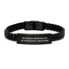 Funny Insurance Adjuster Gifts from Friends Christmas Unique Accessories Interlaced Leather Bracelet for Insurance Adjuster Enthusiasts