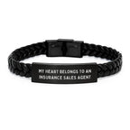 Funny Quote for Insurance Sales Agent, Christmas Unique Gifts for Men, Interlaced Leather Bracelet Gifts from Friends