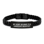 Funny Landscape Architect Gifts for Men - Interlaced Leather Bracelet with Engraved Stainless Steel, PU Leather, Gifts from Sweetheart, Christmas Unique Presents
