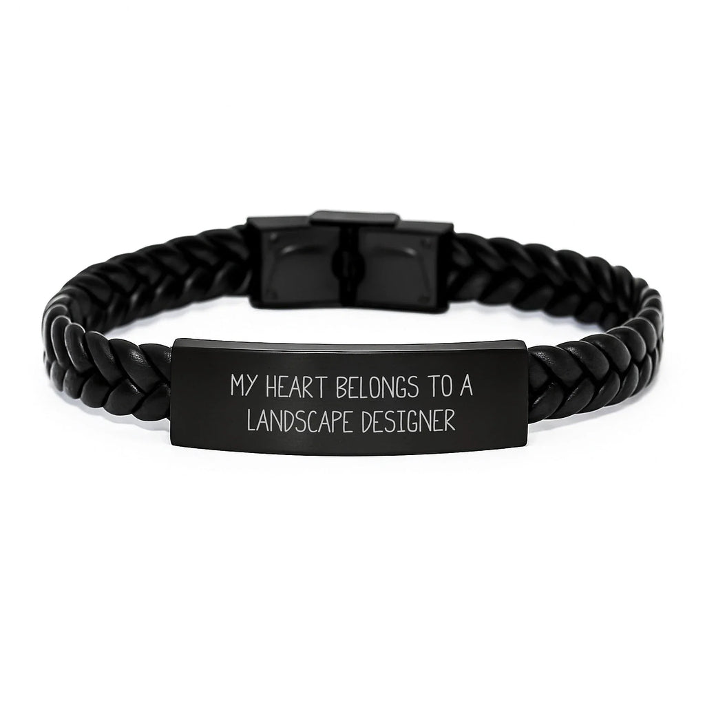 Funny Landscape Designer Gifts from Friends - Interlaced Leather Bracelet - My Heart Belongs To A Landscape Designer