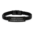 Orthopedic Surgeon Gifts from Friends - 'World's Greatest' Inspirational Interlaced Leather Bracelet for Men Graduation Unique Gifts - Image 1