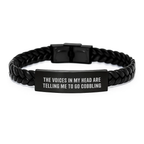 Cobbling Gifts for Men and Women - Funny Quote Interlaced Leather Bracelet for Graduation Unique Gifts from Friends and Family - The Voices In My Head Are Telling Me To Go Cobbling - Image 1