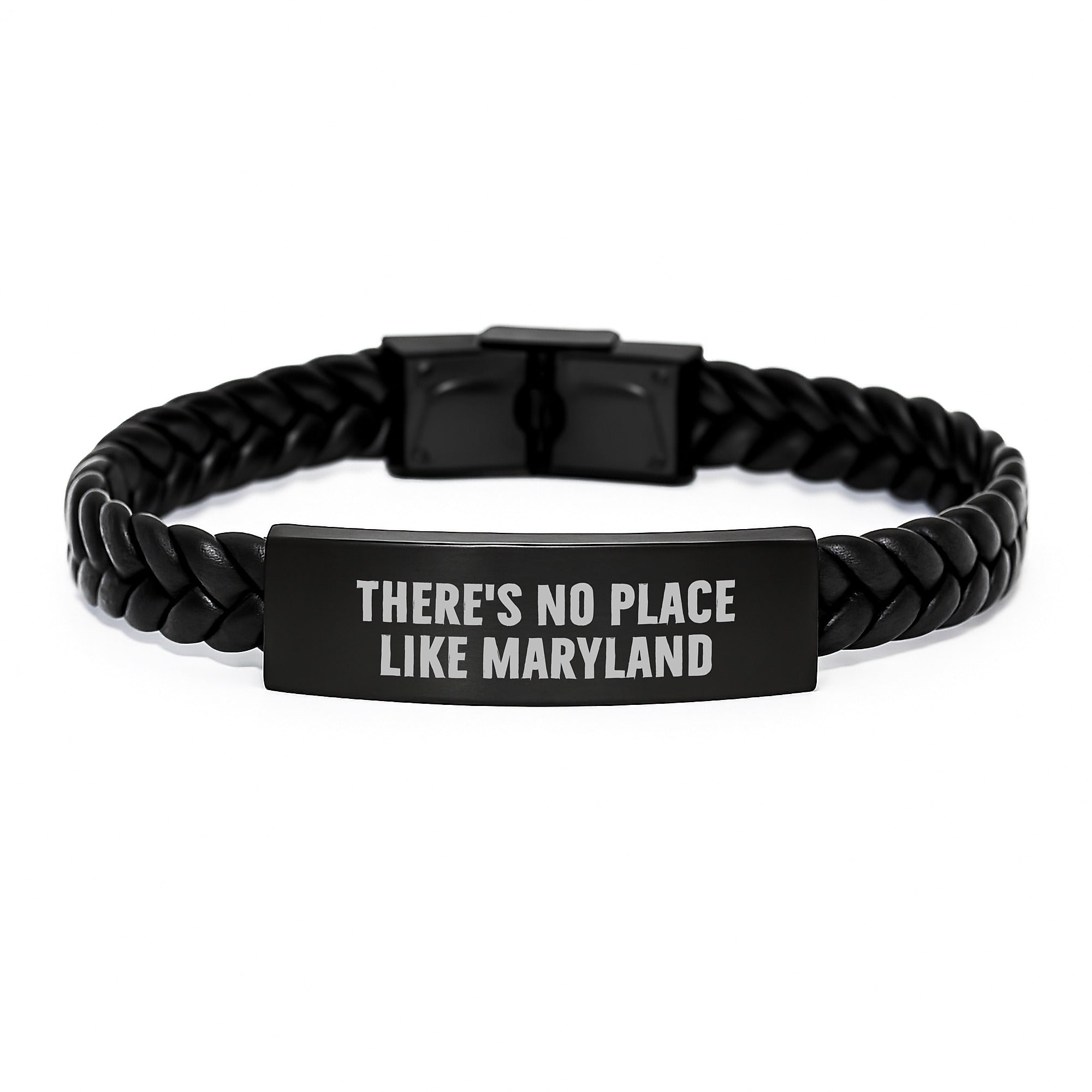 Maryland Gifts for Men - Funny Quote Interlaced Leather Bracelet Gifts from Maryland, Engraved Stainless Steel PU Leather, Christmas Unique Gifts - Image 1