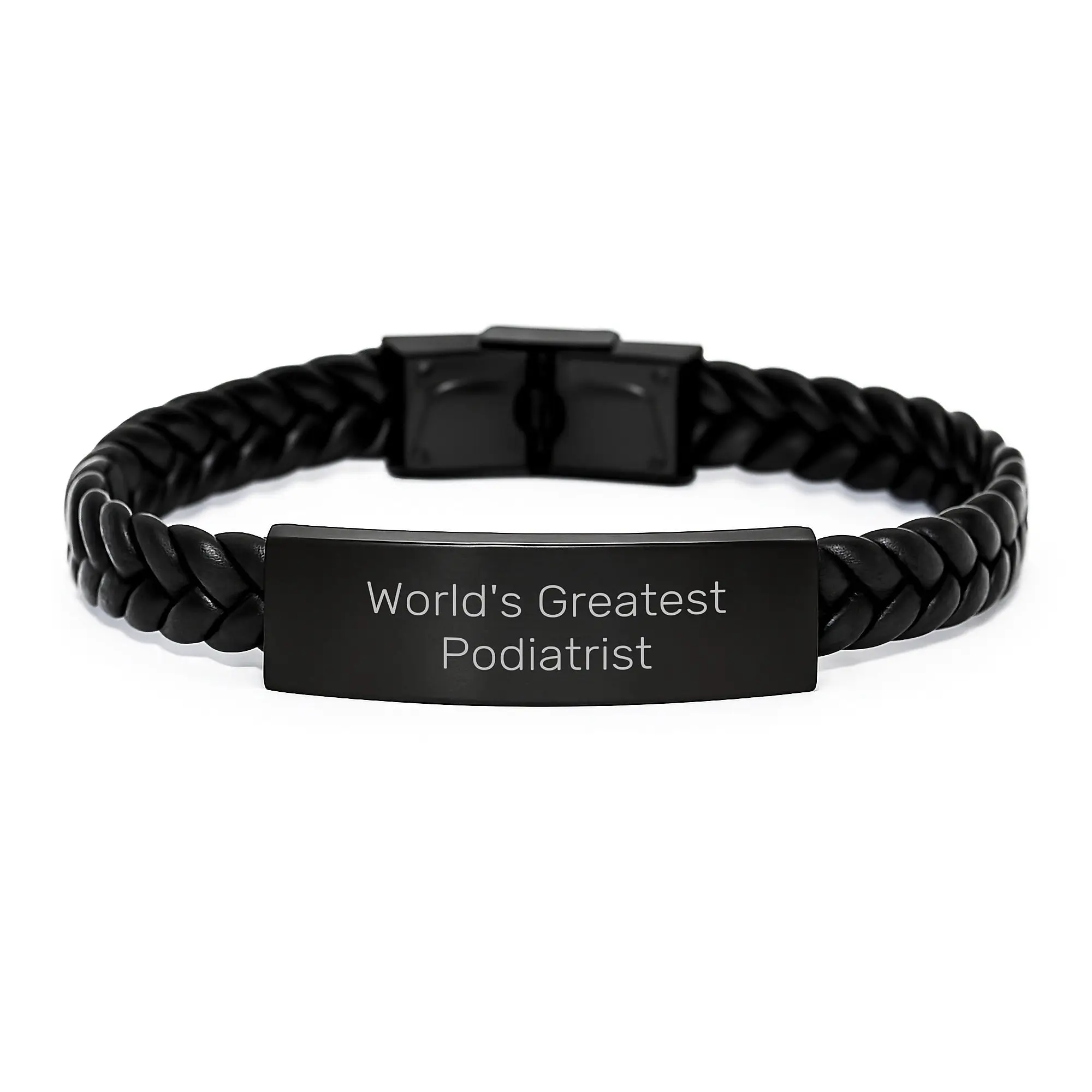 Funny Podiatrist Gifts for Men from World's Greatest Podiatrist, Interlaced Leather Bracelet for Birthday Unique Gifts, Podiatrist Appreciation Gift - Image 1