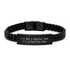 Papillon Dog Mom Christmas Unique Gift, Interlaced Leather Bracelet, Funny Quote, Gifts for Women, Gifts from Mom